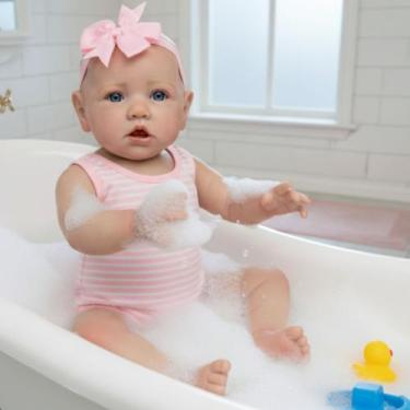 Imagem de Bebê Boneca Reborn Saskia Siliconada e Acessórios Realista Pode dar Ba