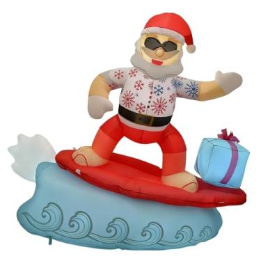 Imagem de Esquirla Infláveis ​​de Natal, surfe, Papai Noel, acessórios para pátio, férias, quintal, novidade, jardim, decoração havaiana ao ar livre