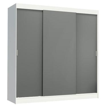 Imagem de Guarda-roupa Casal Madesa Reno 3 Portas Correr Branco Cinza