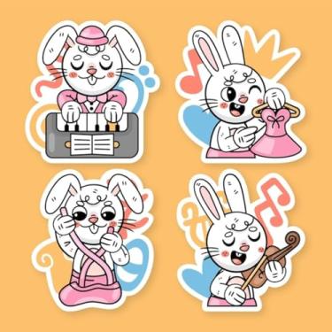 Imagem de Adesivos decorativos fofos Ronnie Bunny Ballet para quartos infantis e cadernos coleção 23 40x40cm