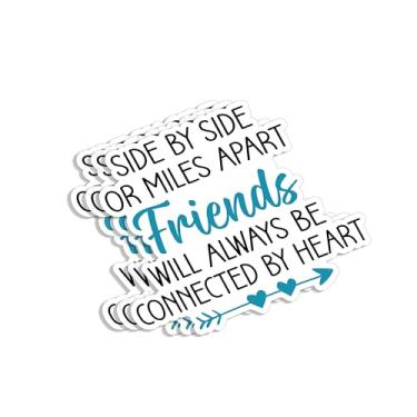 Imagem de Adesivo (3 peças) Side By Side Or Miles Apart Friends Will Always Be Connected By Heart Ditados inspiradores motivacional amizade vinil decalques para copo laptop garrafas de água telefone - Tamanho 7
