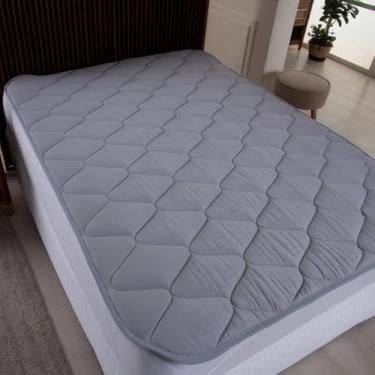 Imagem de Pillow Top Percal 400 Fios Protetor de Colchão Matelado com Viés 400g/m2 (Cinza, King)