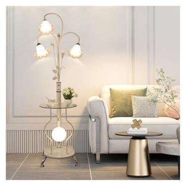 Imagem de Luminária de chão Moderno metal/vidro LED mesa lateral e abajur, de sala estar com pés sofá hardware, para quarto, ou escritório(Branco)