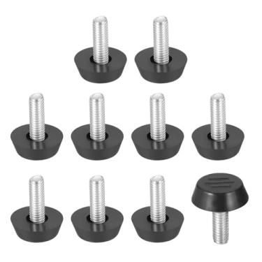 Imagem de PATIKIL 10 peças de niveladores de móveis ajustáveis M6 x 17 mm, niveladores de pés de móveis rosqueados em aço rosqueados niveladores deslizantes para cadeira de mesa, armário, pátio, pernas