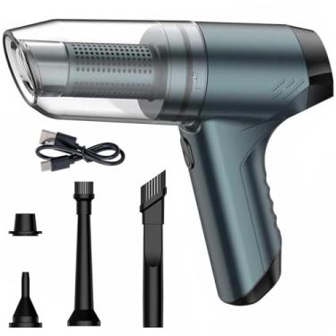 Imagem de LONLEEYU Aspirador portátil sem fio, aspirador de pó portátil de alta potência 11000PA recarregável, mini espanador de ar 3 em 1 com 2 filtros, verde