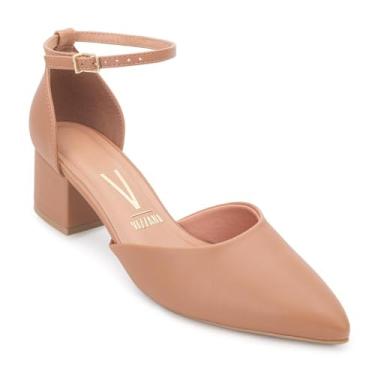 Imagem de Sapato Feminino Bico Fino – Salto Bloco, Calcanhar Fechado, Confortável, Macio e para o Dia a Dia e Eventos (Camel, BR, Adulto, Numérico, 36)