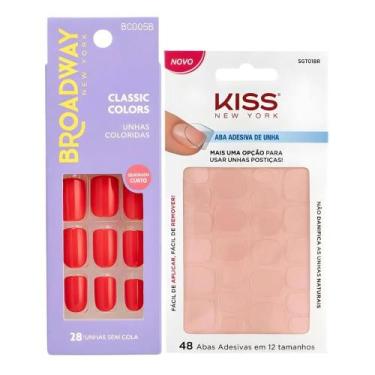 Imagem de Kit Kiss New York: Unhas Postiças Quadrado Curto Vintage e Abas Adesiv