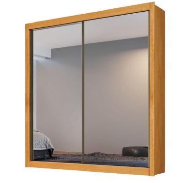 Imagem de Guarda Roupa Zurique 2 Portas Espelhadas 100% Mdf Peroba/off White