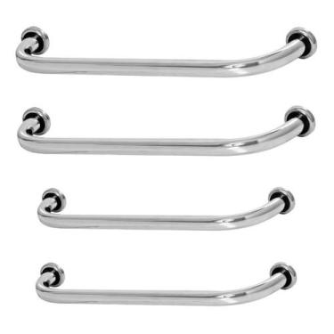 Imagem de Kit 4 Barras De Apoio De Segurança Para Banheiro 60cm E 80cm - MetalCr