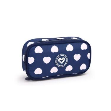 Imagem de Estojo Escolar Corações Com Divisórias Internas Meninas - Seanite, Azu