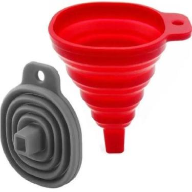 Imagem de Kit 2 Funil Cozinha Flexível Retrátil Em Silicone Prático - Ami