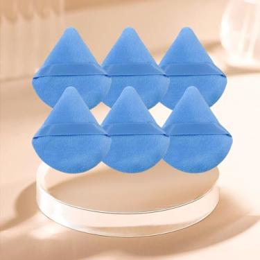 Imagem de Conjunto de 6 peças de pó de triângulo macio, puffs de pó para rosto, esponjas de maquiagem para base, adequado para ferramentas de maquiagem cosmética líquida e creme (azul)