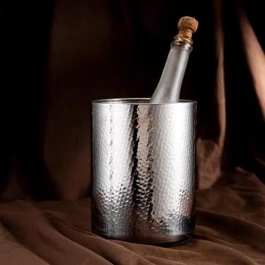 Imagem de Balde de gelo de aço inoxidável bicamada preservação do calor isolamento frio bonito KTV champanhe vinho tinto cerveja gelo bloco de gelo balde comercial (prateado, sem prateleiras)