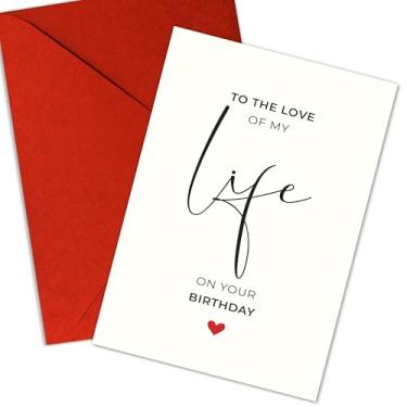 Imagem de Podagree Cartão de aniversário Love of My Life On Your – Presente romântico para marido, esposa, namorado, namorada, noivo – doces desejos de aniversário, celebração da alma gêmea, nota de amor – 20 x