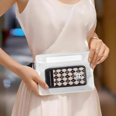 Imagem de Pochete à prova d'água, à prova d'água, bolsa de telefone para iPhone 15, 14, 13, 12, 11 Pro Max, IPX8, bolsa seca à prova d'água para snorkeling, praia, cruzeiro, caiaque, piscina, natação