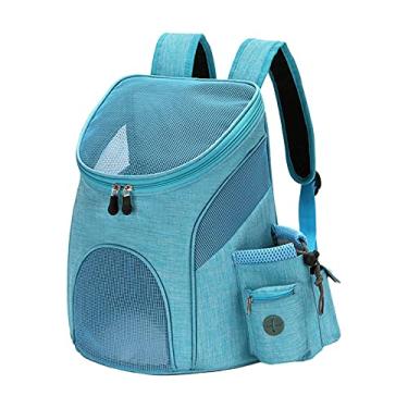 Imagem de Mochila para animais de estimação, transporra para cães e gatos com zíper duplo, janela transparente, bolsos laterais, bolsa de ombro para viagem para animais de estimação, portas superiores aber