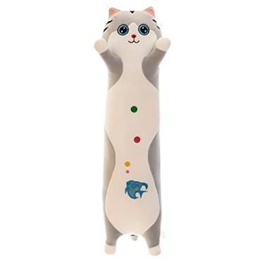 Imagem de Almofada de pelúcia ia em forma de cachorro e gato de estimação, brinquedo de pelúcia com dobradiça longa, almofada de sofá fofa para meni e meninas, namorada, presente de aniversário e feriado