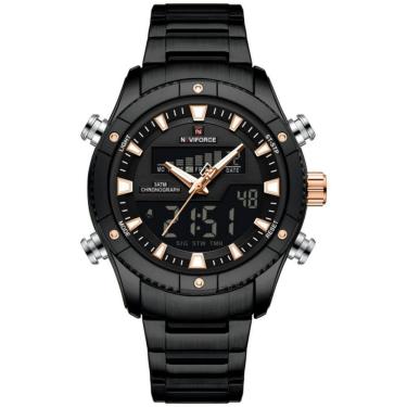 Imagem de Relógio de quartzo eletrônico luminoso à prova dágua pulseira aço inoxidável