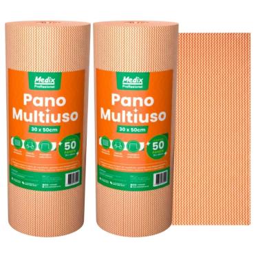Imagem de Kit 2 Pano de Limpeza Multiuso Descartável 30x50 Rolo Com 50 Unidades Medix