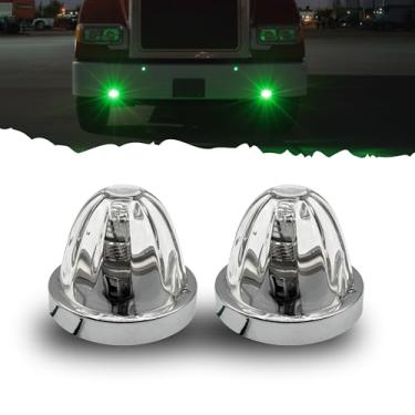 Imagem de All Star Truck Parts 2 peças de luzes de melancia, lente transparente verde LED lateral marcador de seta para-choque limpador de ar sob luzes brilhantes + substituição do bisel para caminhão Kenworth