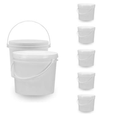 Imagem de Balde Para Armazenas Comida 1.8 Litros Branco 5 Pçs