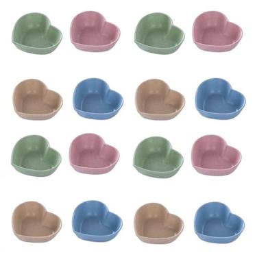 Imagem de UPSTORE 16 peças de pratos de molho de soja em forma de coração, canudo de trigo, tigelas pequenas, mini pratos de aperitivo, acompanhamentos de sushi, tigelas de tempero para jantar de festa (cores