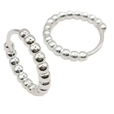 Imagem de Brinco Argola Click Bolinhas Prata 925