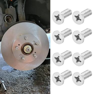 Imagem de Lyxheth 8 peças de parafusos de rotor de disco de freio de aço inoxidável, parafusos de disco de freio, parafuso de retenção do rotor de freio para dianteiro e traseiro, parafuso de fixação de freio a