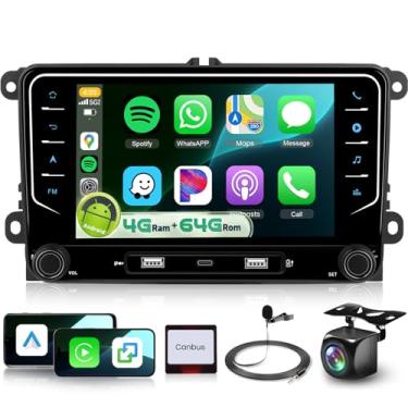 Imagem de Rádio veicular WiFi 4G + 64G 5G para VW Golf 5 6 Passat Jetta Caddy EOS T5 Tiguan Touran CC Polo, com DSP/32 EQ Wireless Carplay e Android Auto, 22.9 cm 1280P IPS Touchscreen Android Car Stereo Head