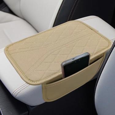Imagem de Tuxihapp Capa de console central central de carro com 2 sacos de armazenamento - capa de couro para apoio de braço almofada de caixa de armazenamento - Protetor universal de acessórios internos