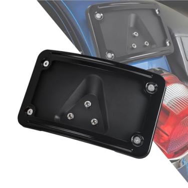 Imagem de HDBUBALUS Suporte de placa de licença curvado para motocicleta com moldura adequada para Harley CVO Softail Dyna Fat Boy Low Rider Sportster 1200 883 VTX1300R/S/T VTX1800R/S/T 3 parafusos preto (preto