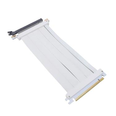 Imagem de Luocute Cabo PCIE 5.0 Riser, White PCI-E 5.0 X16 Cabo de Extensão GPU 128 Gbps de Alta Velocidade Extensão Flexível Porta de Extensão de Extensão Compatível Com RTX4090 (TI) (adaptador