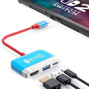 Imagem de Mini Switch TV Dock 3 em 1: 4K HDMI, USB 3.0 e 100W USB-C Carregamento Portátil Dock para Nintendo Switch/OLED/Switch2