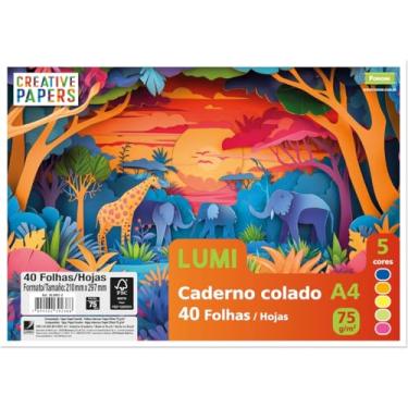 Imagem de Bloco para Educação Artística, Foroni, Creative Paper Lumi, 40 Folhas, 75 Gramas, Pacote com 5