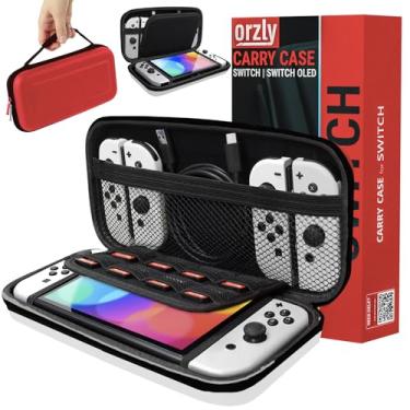 Imagem de Orzly Carry Case Compatible with Nintendo Switch and New Switch OLED Console -Protective Hard Portable Travel Carry Case Shell Pouch with Pockets for Accessories and Games (POKE)