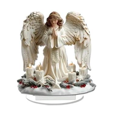 Imagem de Bothyi Decoração de Natal 2D com Suporte, Arte Criativa, Placa de Acrílico para Mesa, Centro de Mesa para Lareira, Estante ou Escritório, Anjo de 18 Cm