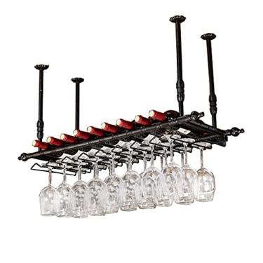 Imagem de Rack de vinho, bar, restaurante, pendurar, suporte para copos de vinho, suporte de garrafa de vinho de metal ferro champanhe taças de vidro estilo americano, 150 × 30 cm, 150 × 30 cm