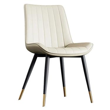 Imagem de Cadeira de Jantar Couro Fosco Sintético Cadeiras de Jantar Cadeiras de Cozinha Sala de Jantar Modernas Cadeiras Laterais de Sala de Estar de Meados do Século 3 Tipos de Pernas de Cadeira (Cor: Bege