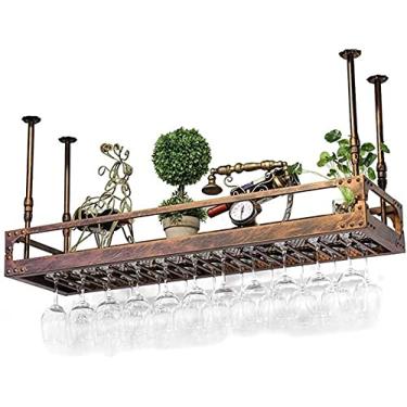 Imagem de Prateleira de vinho Organização de Cozinha Suporte de Garrafa de Vinho Feito de Metal Ferro Preto Prateleira de Teto Montagem na Parede Rack de Vinho Taças de Vidro Champanhe Taças de Taça