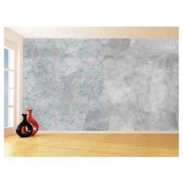 Imagem de Papel De Parede Concreto Linhas Azul Turquesa 3,5M Kkt323 - Você Decor