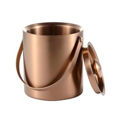 Imagem de Balde de gelo de aço inoxidável com tampa, refrigerador de cerveja portátil vinho champanhe, isolamento de parede dupla, 2L/3L para festa, bar, restaurante (15 x 16,5) ()