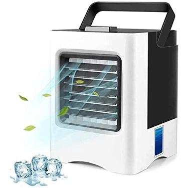 Imagem de YWangQiang Ar Condicionado Portátil 3 Velocidades Ventilador de Ar Condicionado Pessoal com Bandeja de Gelo Refrigerador de Ar Evaporativo Silencioso para Sala de Escritório em Casa Desktop (Branco)