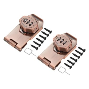 Imagem de PATIKIL Fechadura de combinação de armário sem chave 7,6 cm, 2 peças de liga de zinco com senha de 3 dígitos e botão giratório para armários, armário, gaveta, armário de cozinha ao ar livre, bronze