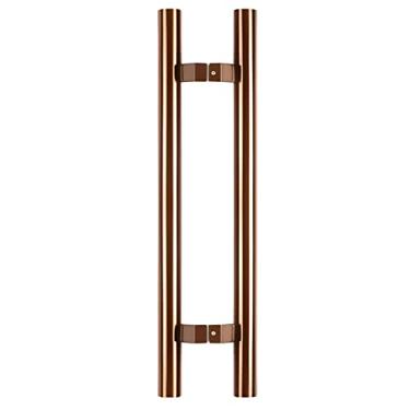 Imagem de Puxador de porta grande push-pull, garagem de sala de lama de lobby, ferragens de portas de tubo redondo de aço inoxidável, puxador de porta ergonômico liso/ouro rosa/150 cm/59 pol
