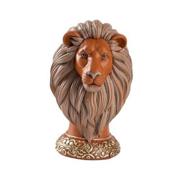 Imagem de Fxzqgnh Estátua de, Escultura de Animal para Decoração de Interiores, Figura em Resina, Decoração de Mesa para Lareira, Interiores, Escritório, Cabeça Laranja, Tamanho real