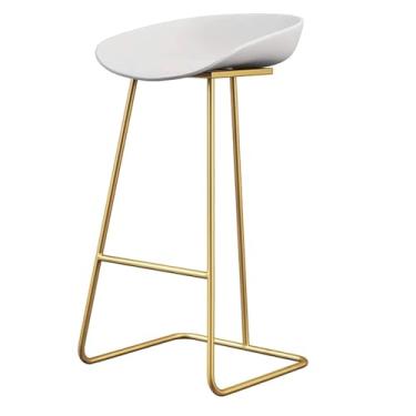 Imagem de YPDJVLTI Banqueta de bar simples cadeira de bar 65 cm/70 cm/75 cm banco de balcão com perna dourada e almofada de plástico banco alto carga 200 kg bancos de bar de metal bonito