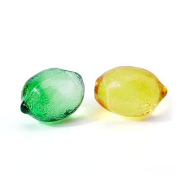Imagem de DICOSMETIC 4 peças, 2 cores, estatueta de cristal de limão, estatuetas colecionáveis de frutas, enfeite de limão, decoração criativa de peso de papel, decoração de mesa para casa, escritório