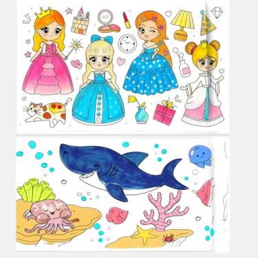 Imagem de RGHSZ 2 rolos de desenho infantil, rolo de papel de colorir para crianças, rolos de papel de desenho de pintura faça-você-mesmo para crianças, presente de Natal, adesivos de papel para colorir de