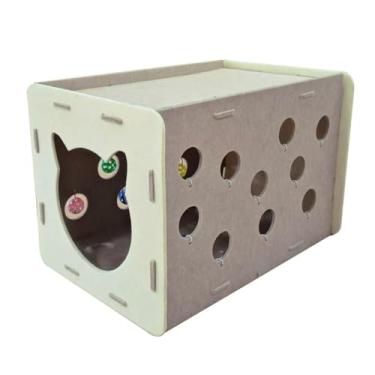 Imagem de Whtkoph Arranhador de Feltro, Casinha para Gatos, Dobrável, com Garras para Moer, Esconderijo Interativo, Engraçado, para Gatos Domésticos com Bola de Sino