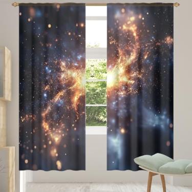 Imagem de 2 conjuntos de painéis lindas cortinas transparentes com design de galáxia, cortinas transparentes arejadas com filtro leve, painéis de cortina de porta e janela para sala de estar, quarto, jantar